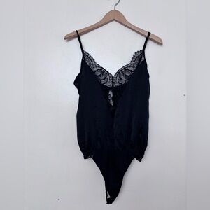 Gooseberry‎ Intimates Black Lace Trim Bodysuit